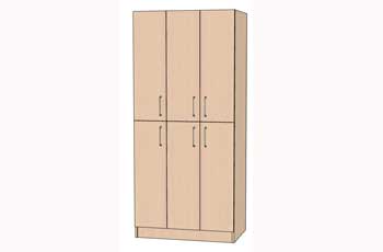 Garderobenschrank mit3 Türen nebeneinander und je 2 Türen übereinander